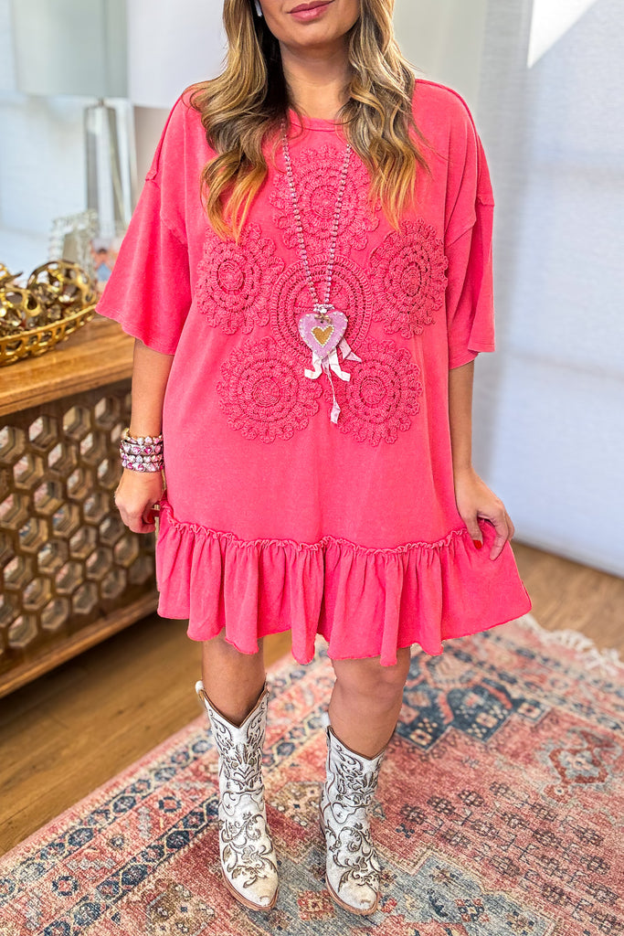 Saving Grace Oversized Dress - Coral - Cotton/Spandex Blend