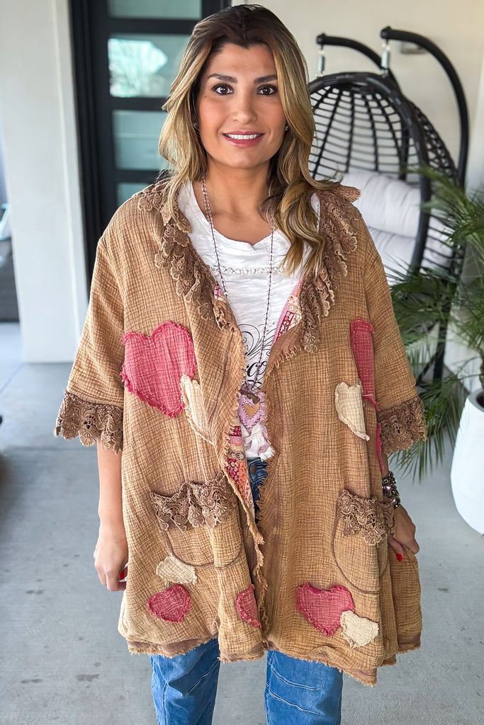PRE ORDER: Assortments Of Love Oversized Reversible Cardigan - 100% Cotton - Mushroom