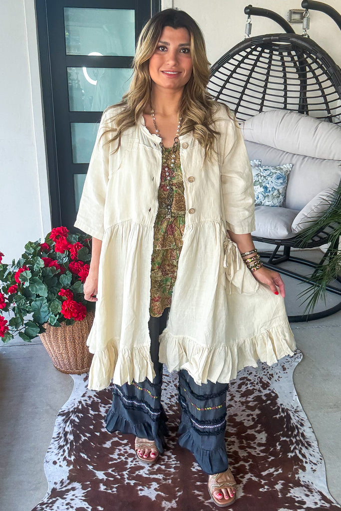 Relaxed Rhythm Duster/Dress - Natural - Cotton Linen Blend