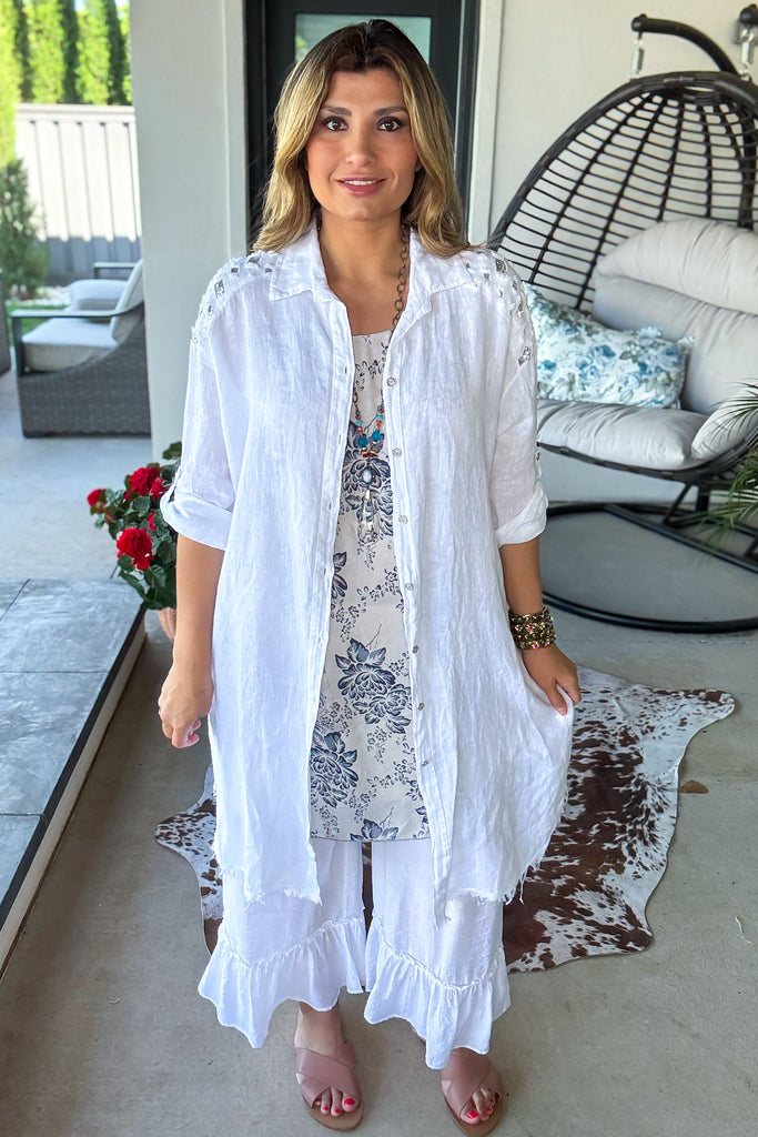 Making Dreams Dress/Duster - Made In Italy - White - 100% Linen