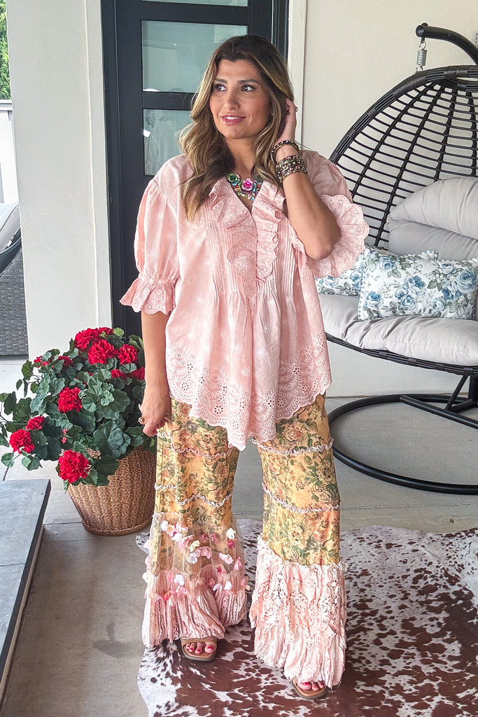 PRE ORDER: Boho Floral Lace Pants Elastic Waist - 100% Cotton - RESTOCK