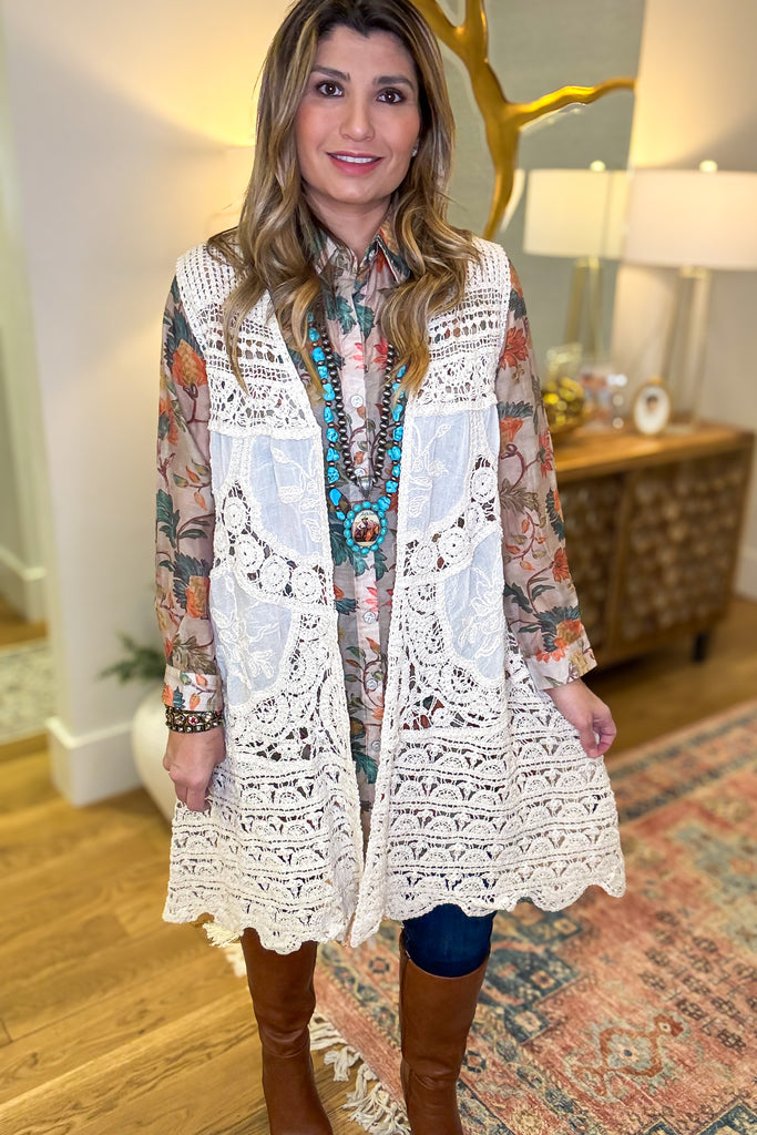 Well Polished Crochet Vest - Natural