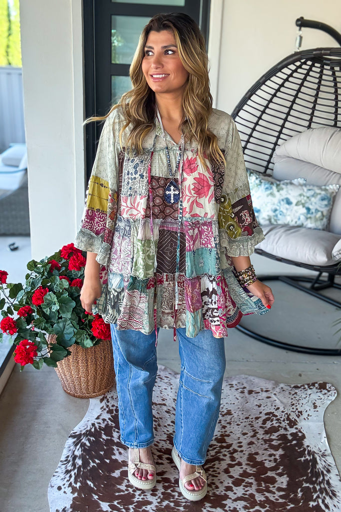 Modern Elegance Tunic - 100% Cotton - Sage