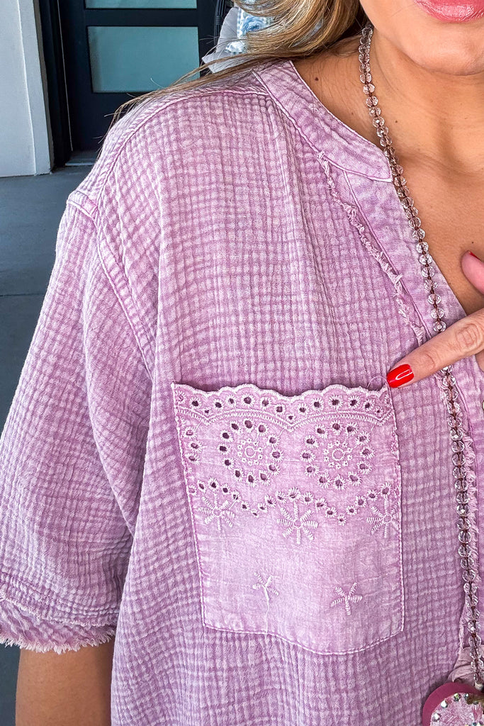 Juniper Meadows Oversized Top - 100% Cotton - Lilac Rose