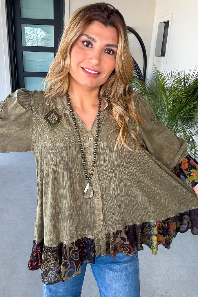 Dreams That Come True Oversize Top - Gravel