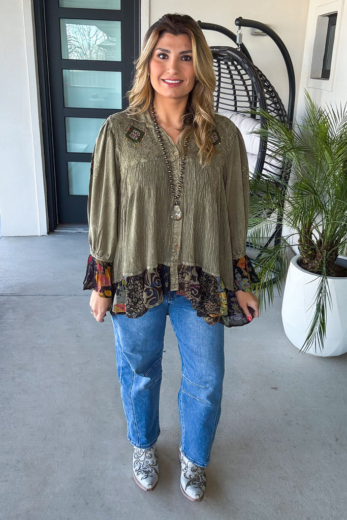 Dreams That Come True Oversize Top - Gravel