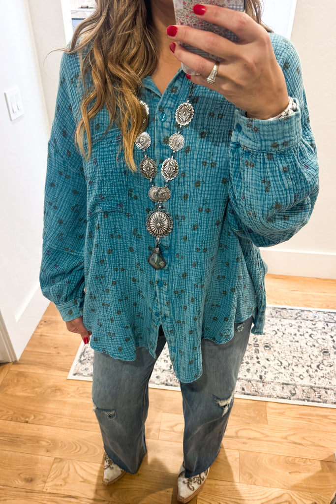 Daisy Dreams Tunic - Blue - 100% Cotton