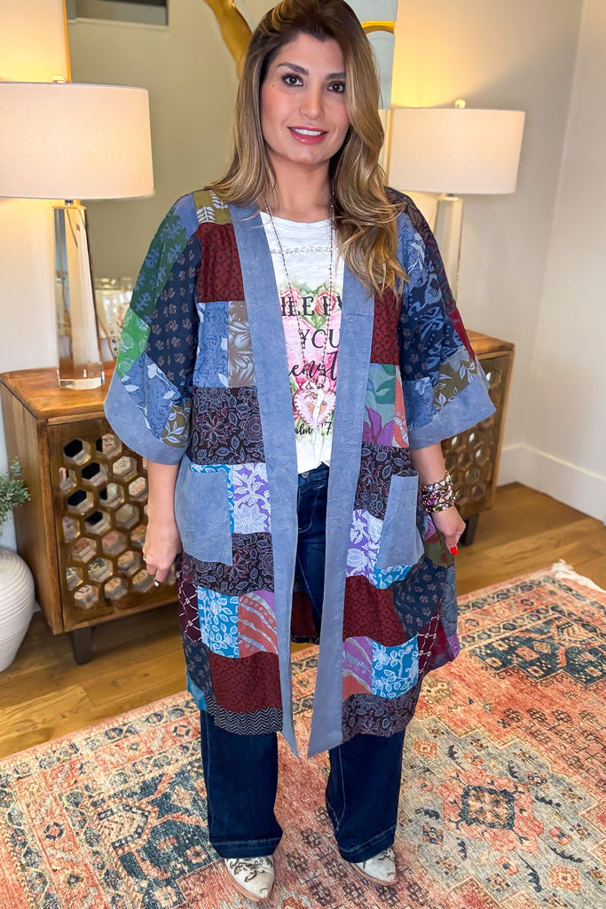 The Nepal Oversized Kimono - 100% Cotton - Blue