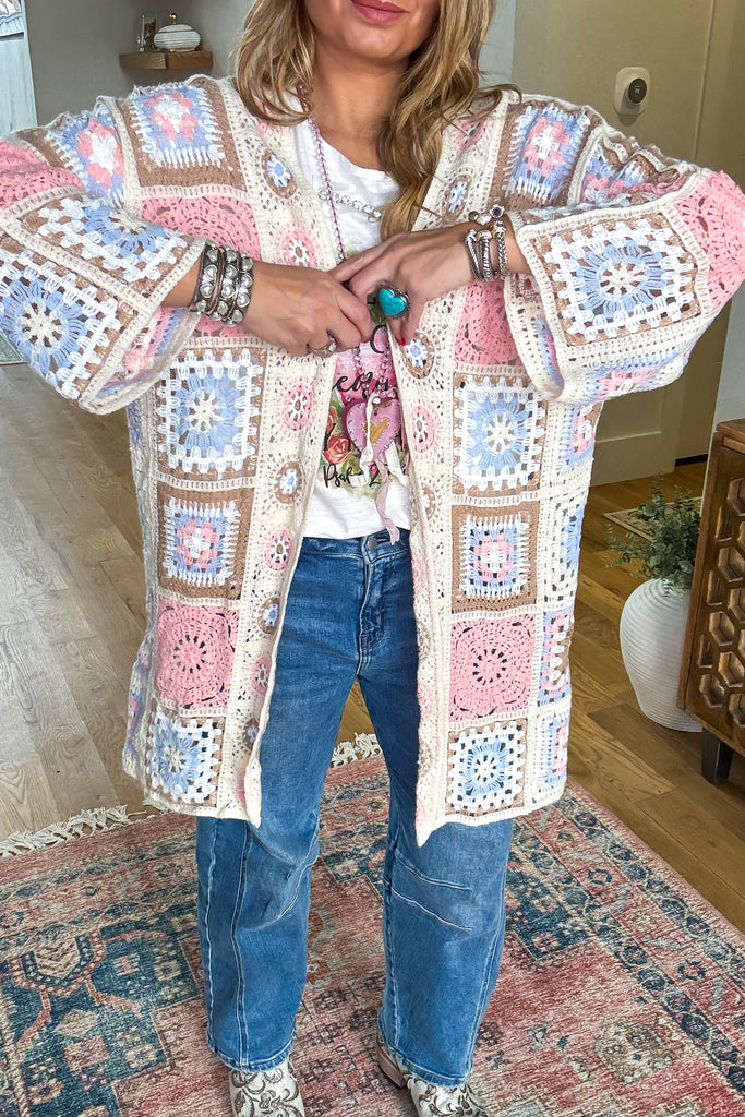 Boho Patchwork Crochet Cardigan