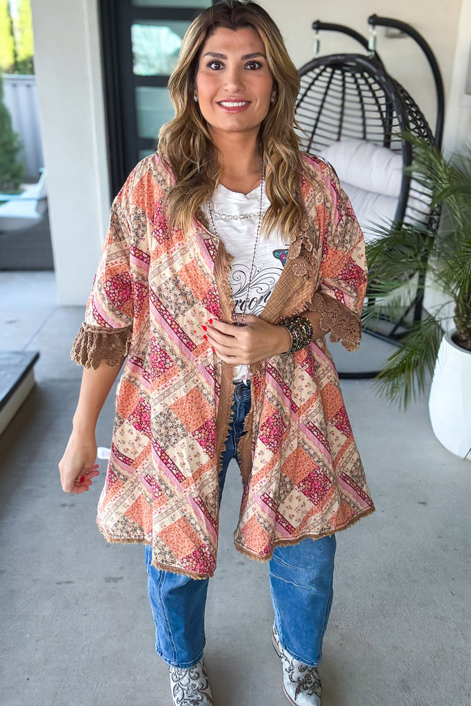 PRE ORDER: Assortments Of Love Oversized Reversible Cardigan - 100% Cotton - Mushroom