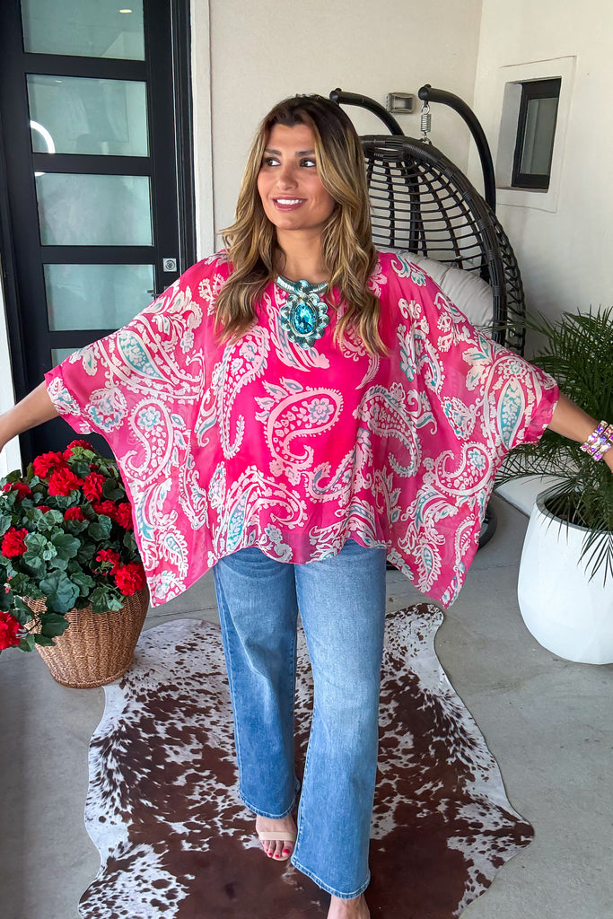Paisley Palace Silk Top - Pink - Made in Italy