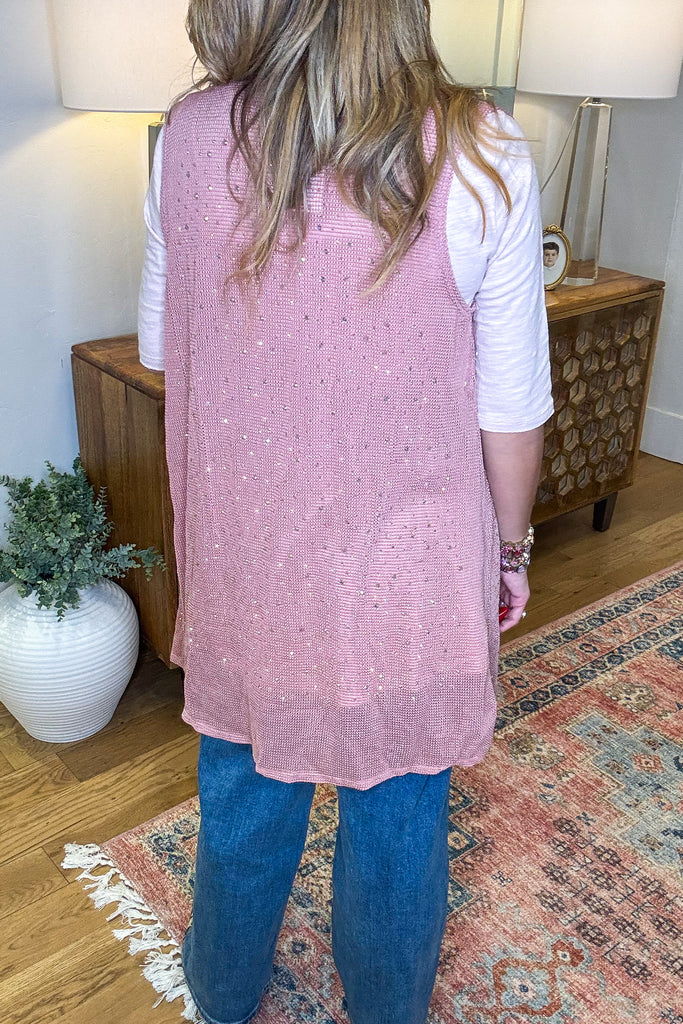 Rhinestones Vest - Dusty Rose - SALE