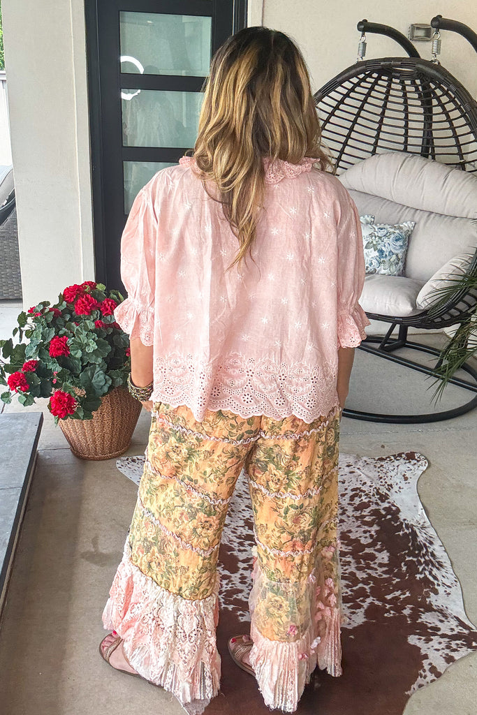 PRE ORDER: Boho Floral Lace Pants Elastic Waist - 100% Cotton - RESTOCK