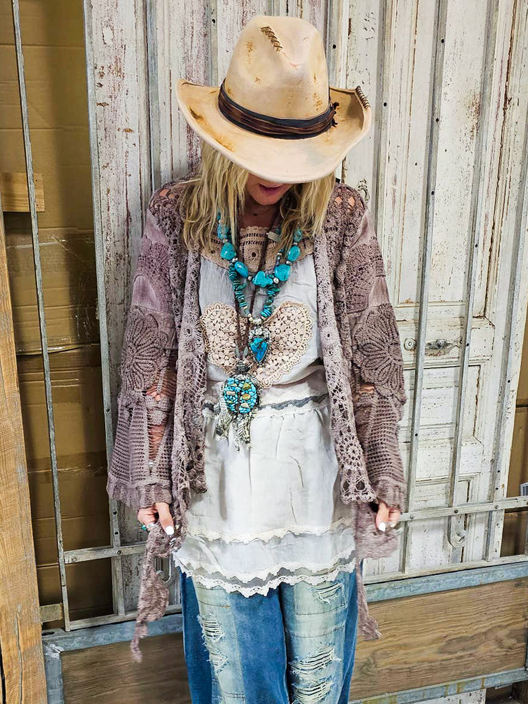 Desert Lace Dream Cardigan - Brown