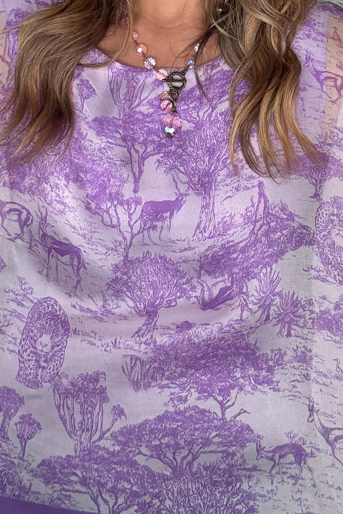 Savanna Sunset Silk Top - Purple - Made in Italy