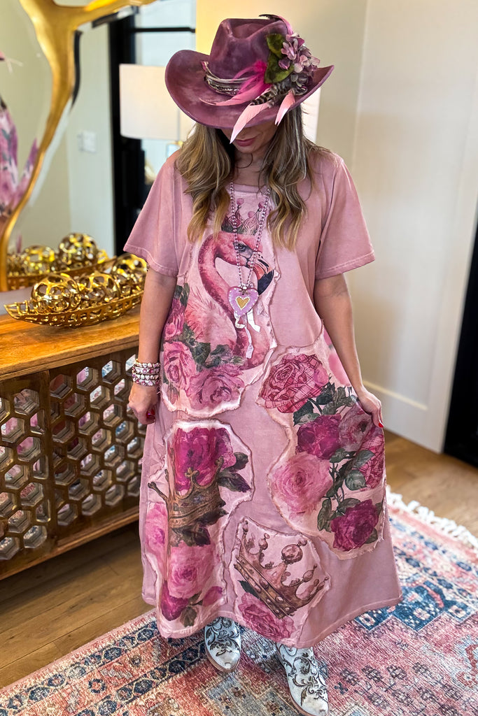 PRE ORDER: Flamingo Heirloom Pink Maxi Dress - 100% Cotton