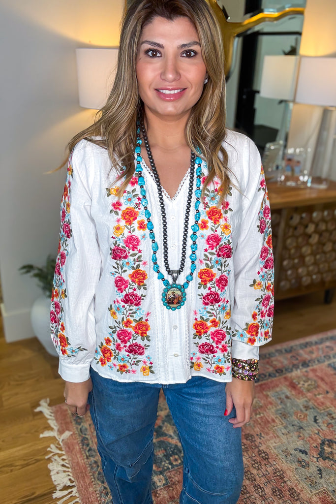 AHB EXCLUSIVE: Dearly Loved Embroidery Top - Ivory - 100% COTTON