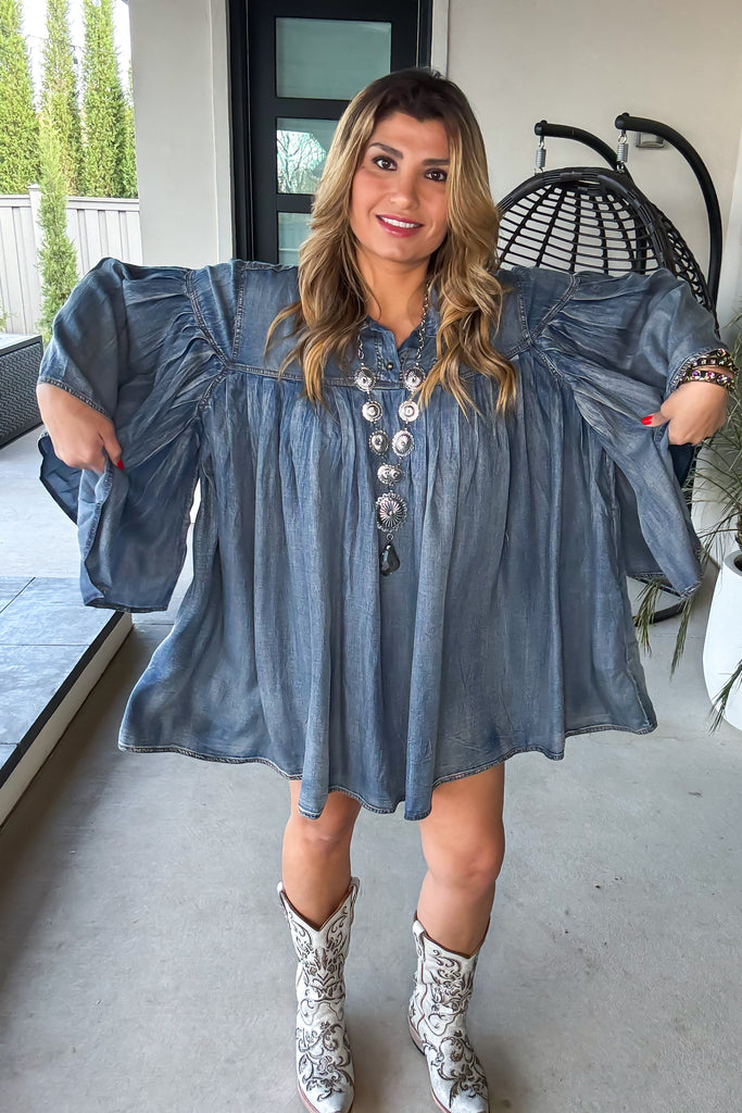 Wild Soul Oversized Denim Dress - 100% Cotton