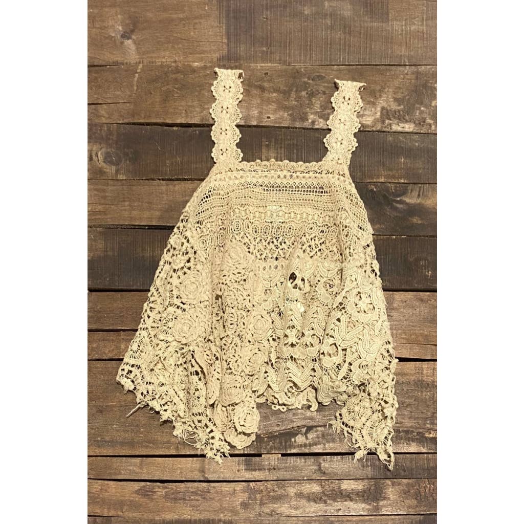 RESTOCK: Whispering Details Lace Tank - 100% Cotton - Made in USA