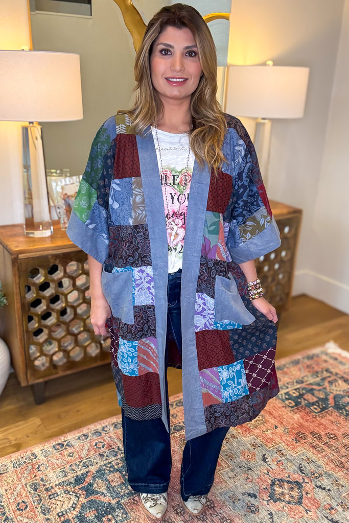 The Nepal Oversized Kimono - 100% Cotton - Blue