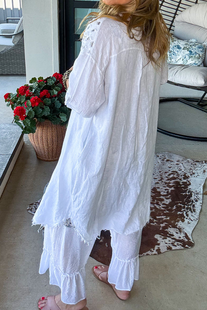 Making Dreams Dress/Duster - Made In Italy - White - 100% Linen