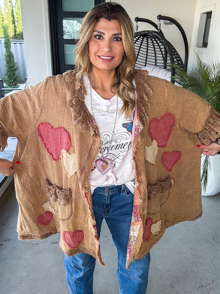 PRE ORDER: Assortments Of Love Oversized Reversible Cardigan - 100% Cotton - Mushroom