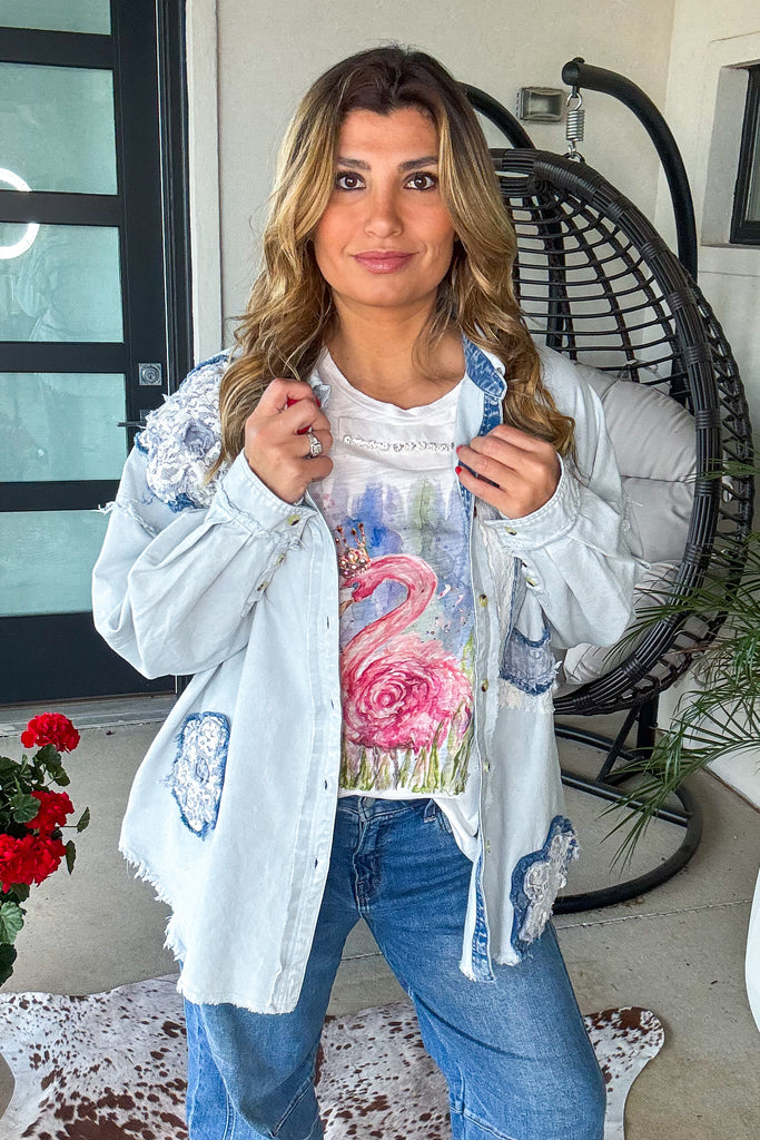 Faded Whispers Button Down Shirt - 100% Cotton - Denim