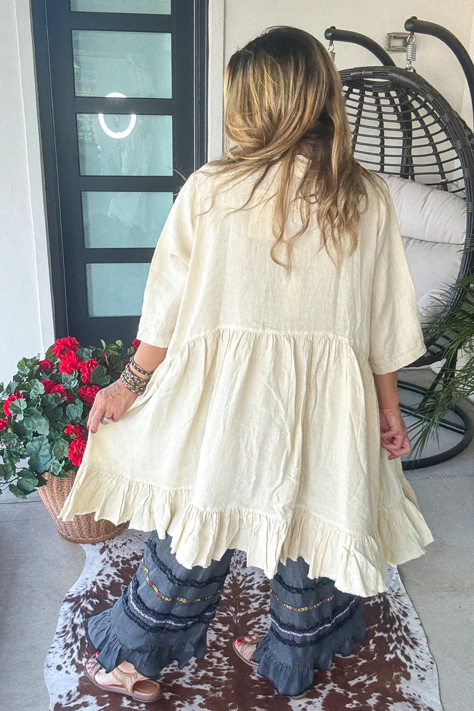 Relaxed Rhythm Duster/Dress - Natural - Cotton Linen Blend
