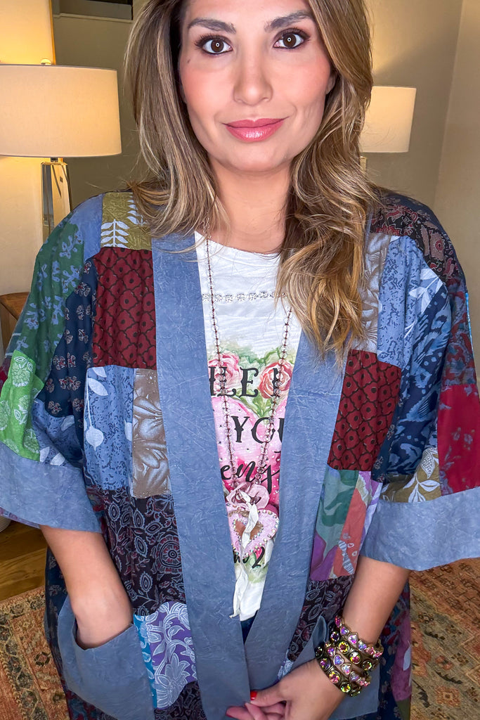 The Nepal Oversized Kimono - 100% Cotton - Blue