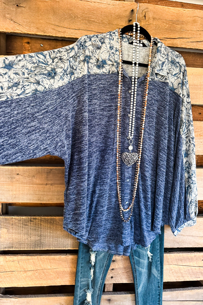 Timeless Beauty Oversized Top - Blue