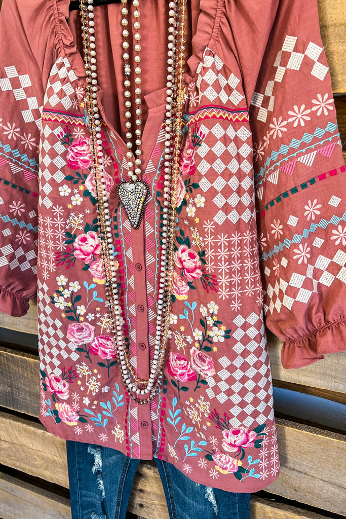 AHB EXCLUSIVE: Aspirational Embroidery Blouse - Mauve