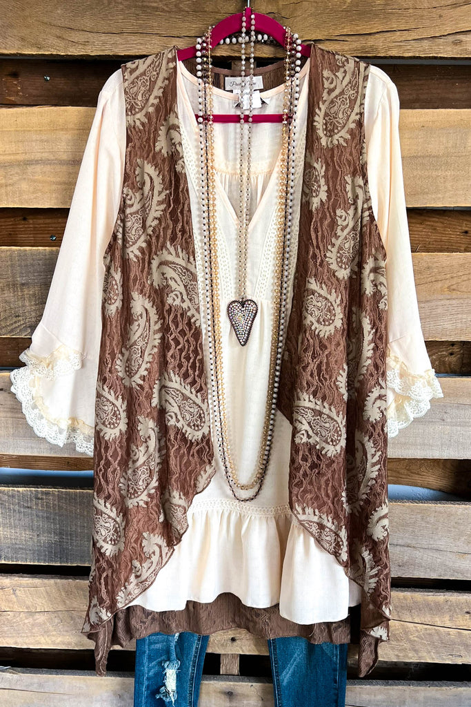 Paisley Cascade Vest - Mocha