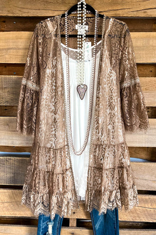 AHB EXCLUSIVE: Embracing Love Lace Cardigan - Beige/Leopard Rose