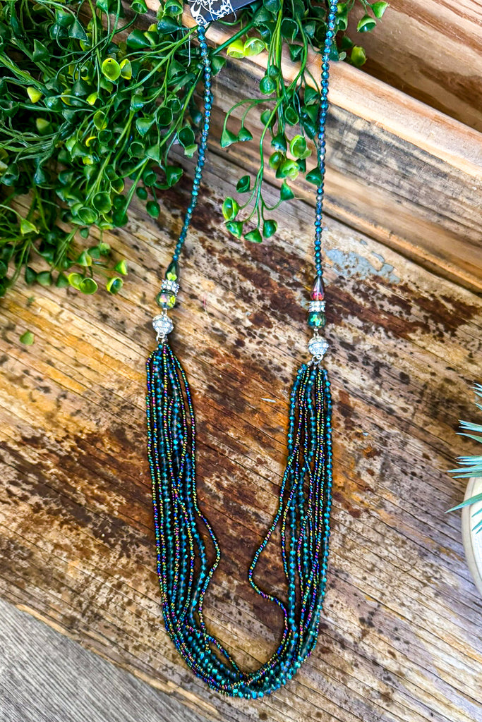 Crystal Chandelier Necklace - Teal