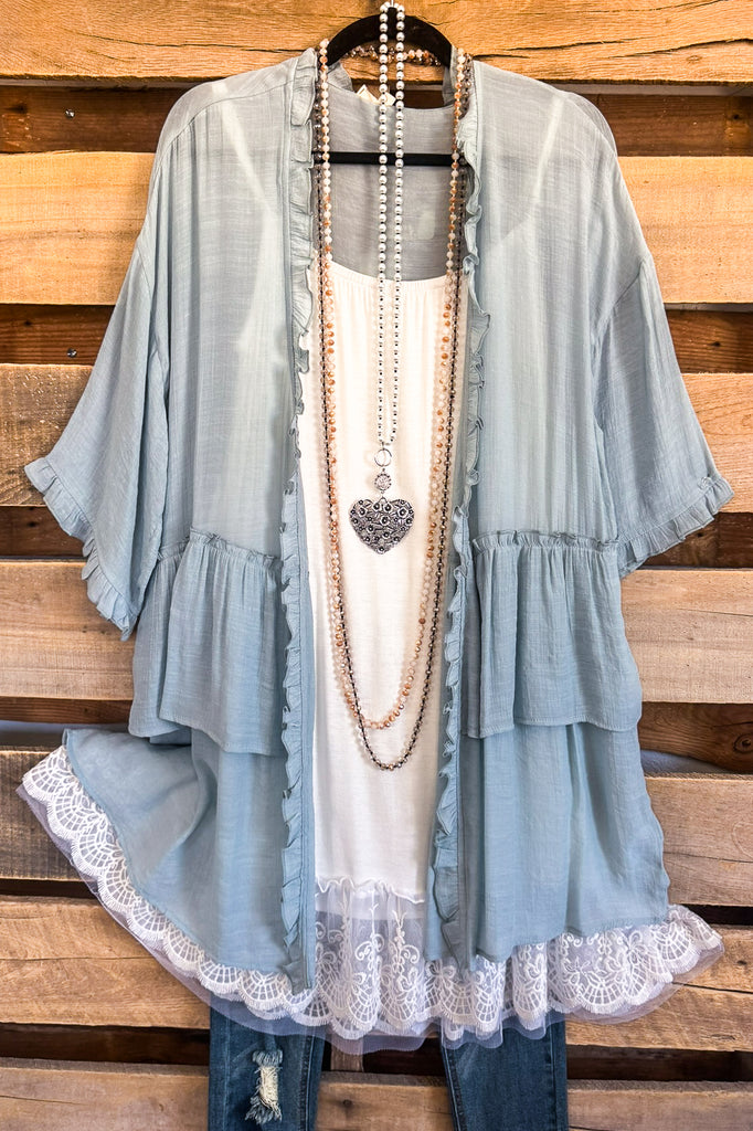 Set The Scene Cardigan - Blue Grey