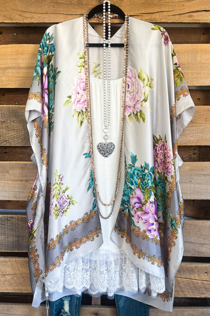 Silky Peony Kimono - Pink/Yellow