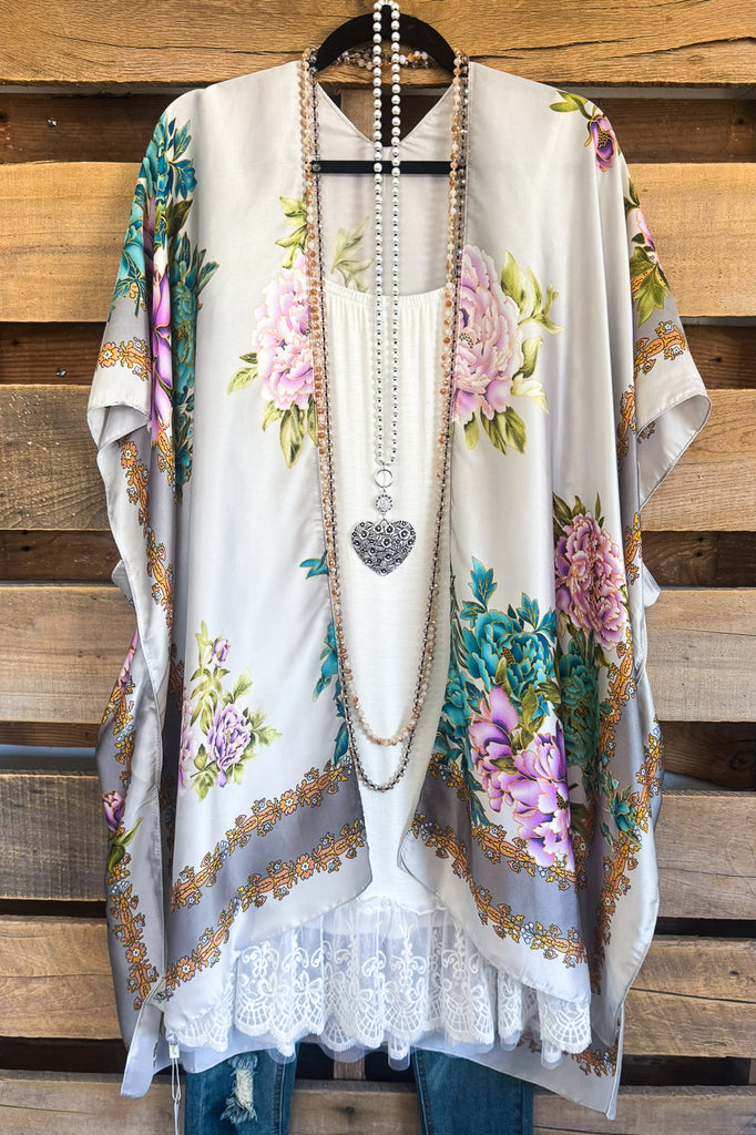 Silky Peony Kimono - Pink/Yellow