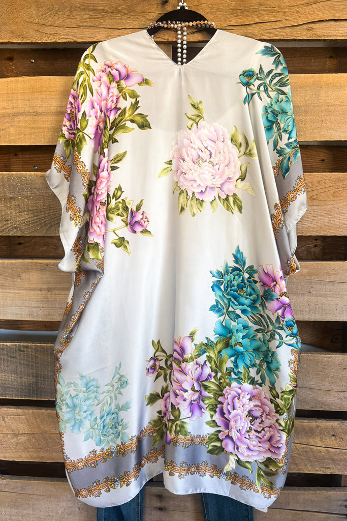 Silky Peony Kimono - Pink/Yellow