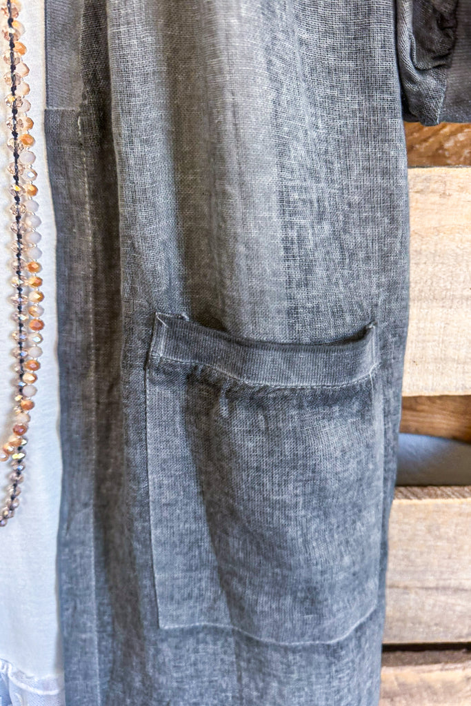 Talking Brilliance Cardigan - Gray - 100% LINEN