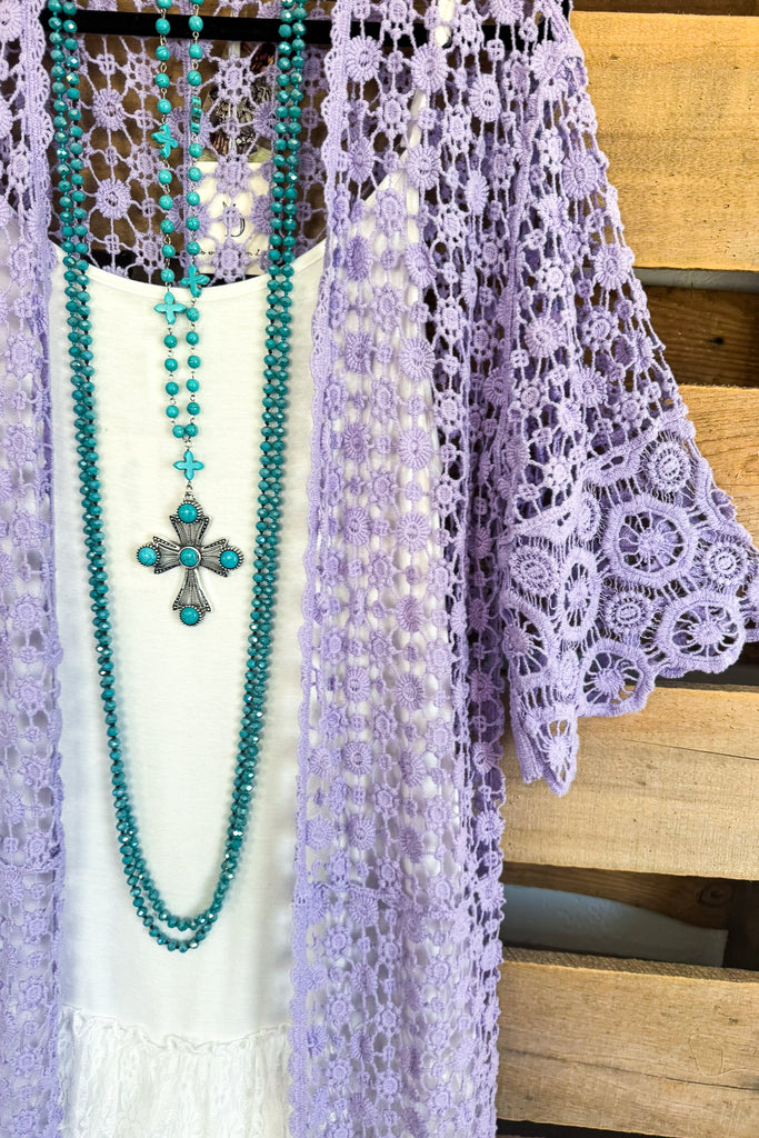Sweet Soul Crochet Cardigan - Lavender - 100% COTTON