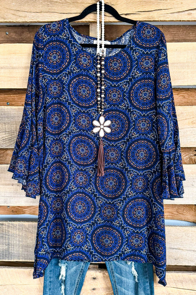 Caught My Eyes Tunic - Blue - SALE