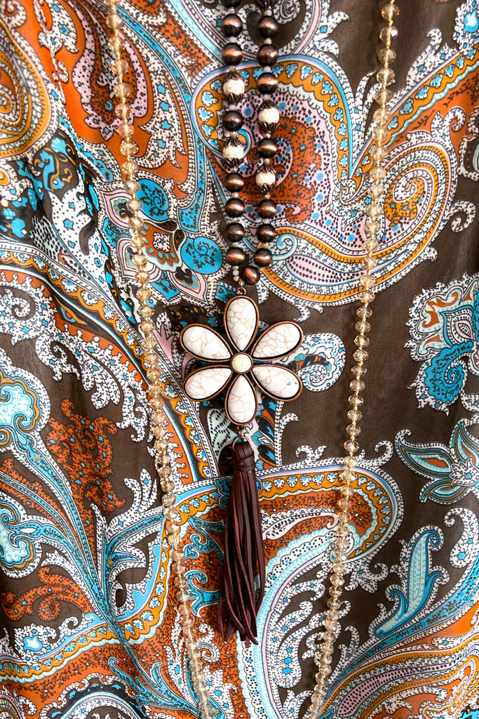 Twirl With Grace Cold Shoulder Top - Multi Brown - SALE