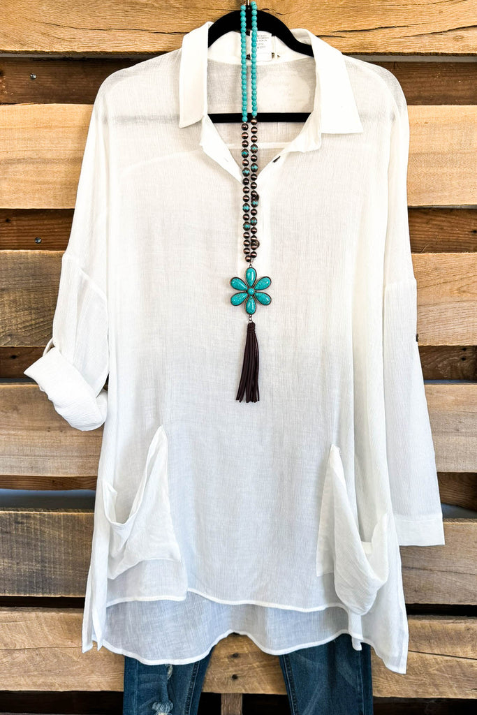 Beach Walk Breeze Oversized Tunic - White