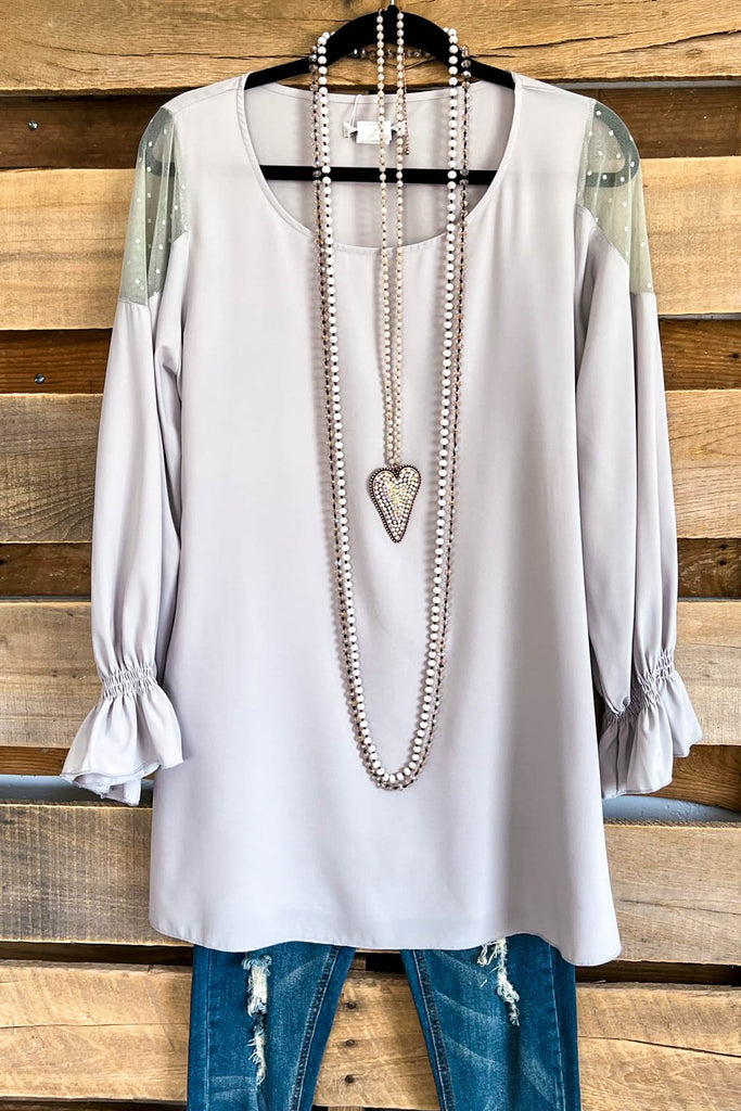On Cloud Nine Blouse - Light Grey - SALE