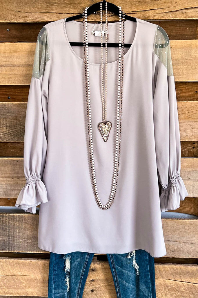 On Cloud Nine Blouse - Light Grey - SALE