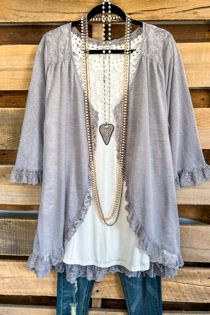 Lovely Lace Cardigan - Light Grey