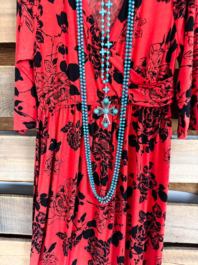 Sash Around Maxi Dress - Coral