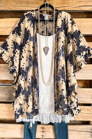 Reserved For Fun Poncho - Navy/Mocha