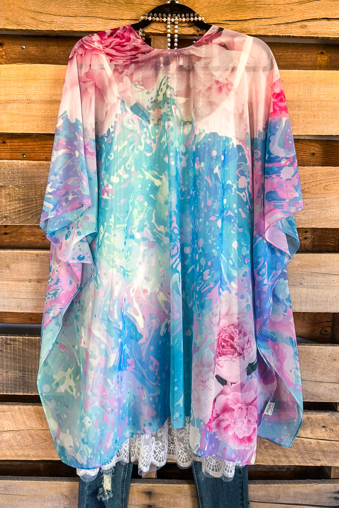Pink Kaleidoscope Kimono - Pink/Blue - 100% COTTON
