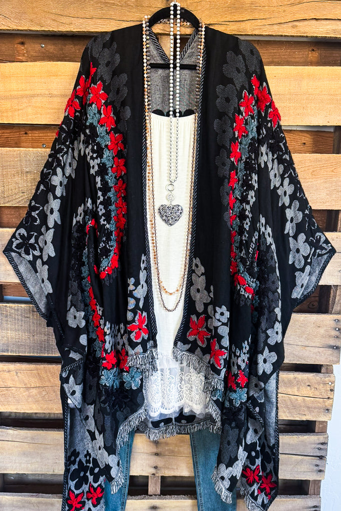 NATURAL FABRIC: Honest Reminder Wool Ruana - Black - 100% WOOL